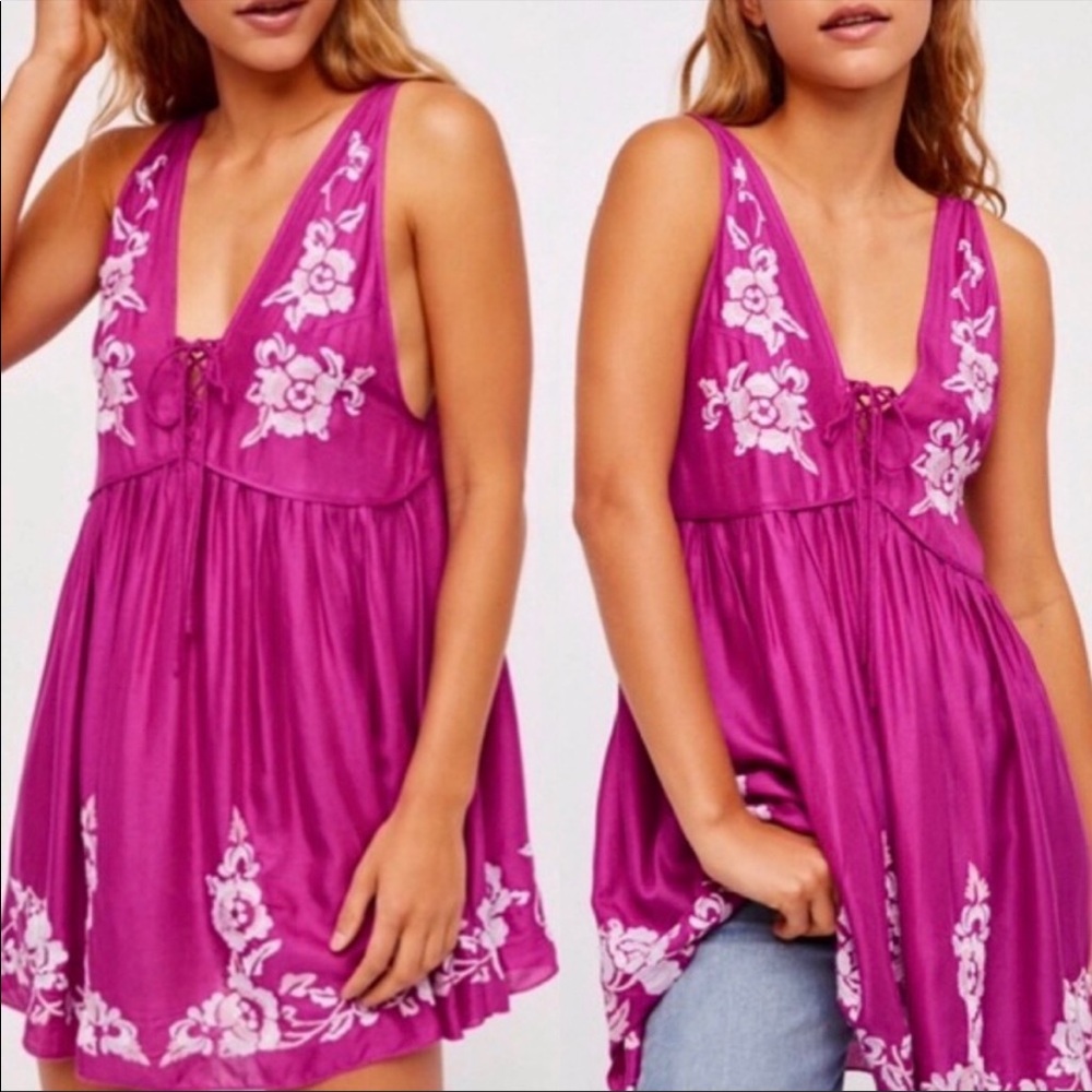 Free People Embroidered Aida Slip